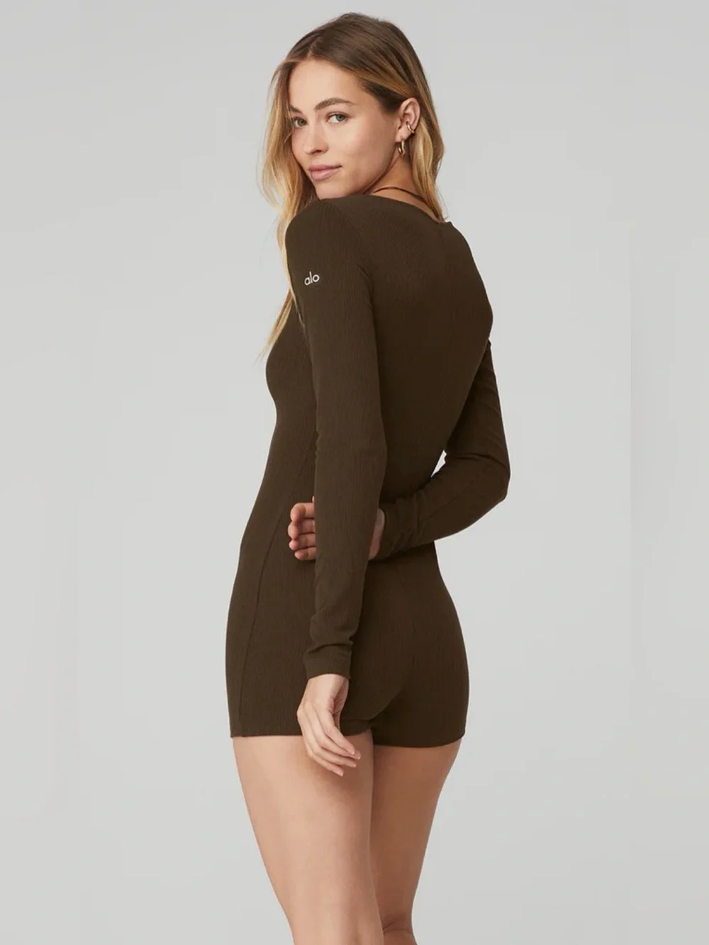 ALO YOGA Keep It Sleek Ribbed Onesie, Brown OR Black NWT